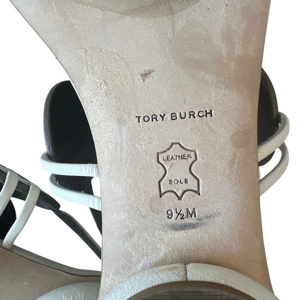 Tory Burch Marquetry Disk Sandal Cream Toasted Sesame 9.5 - Picture 13 of 13